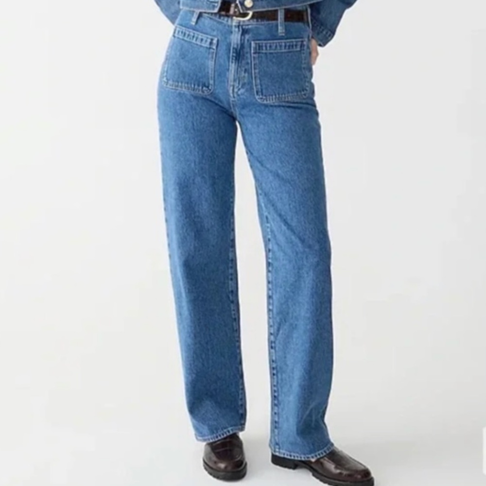 J. Crew Full-Length Slim Wide-Leg Jean in Joelle Wash Size 32
